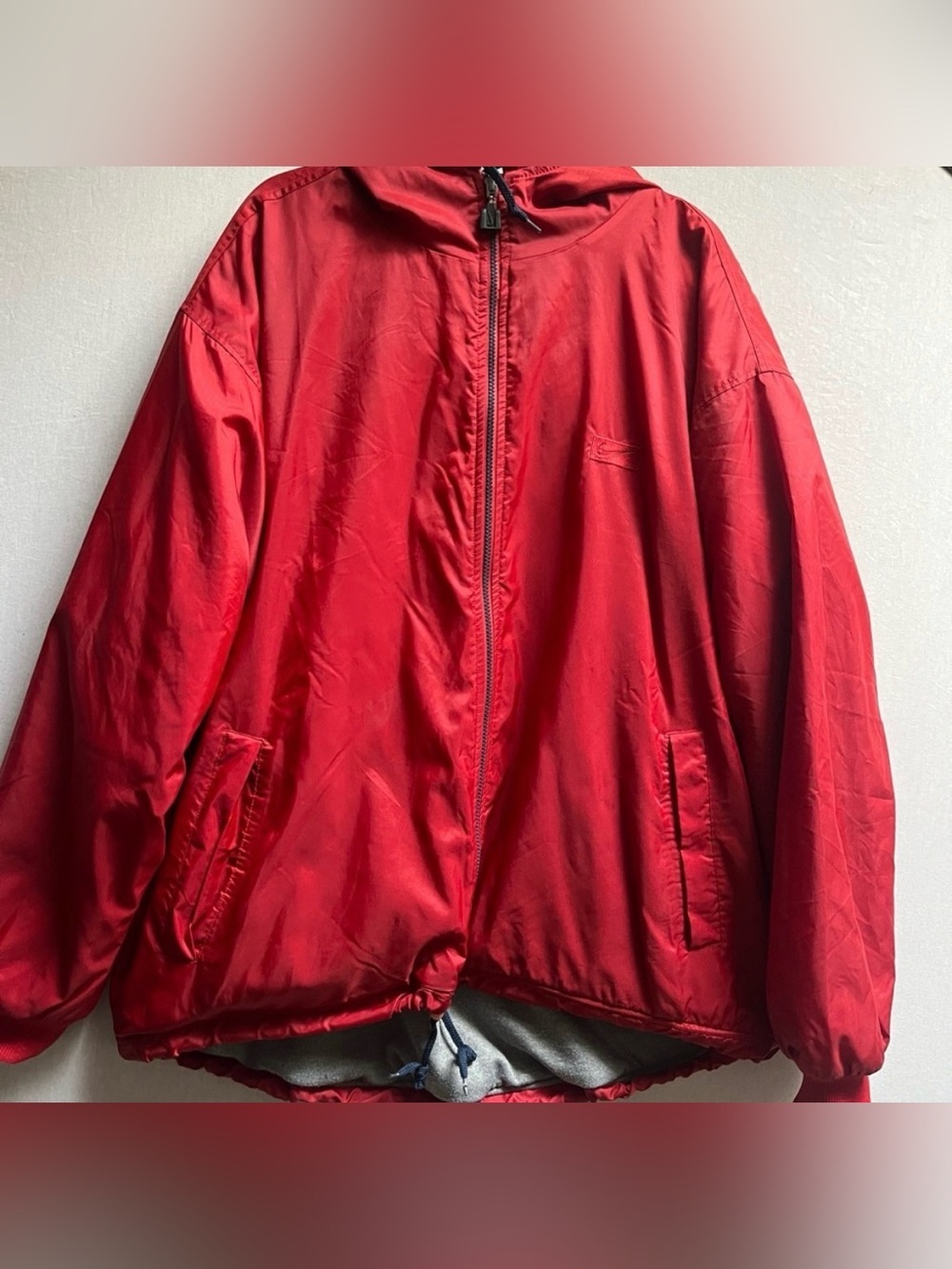 Vintage Nike Reversible Zip-Up Hoodie Red/Grey Zip Front Rare Find Men’s Sz 2XL